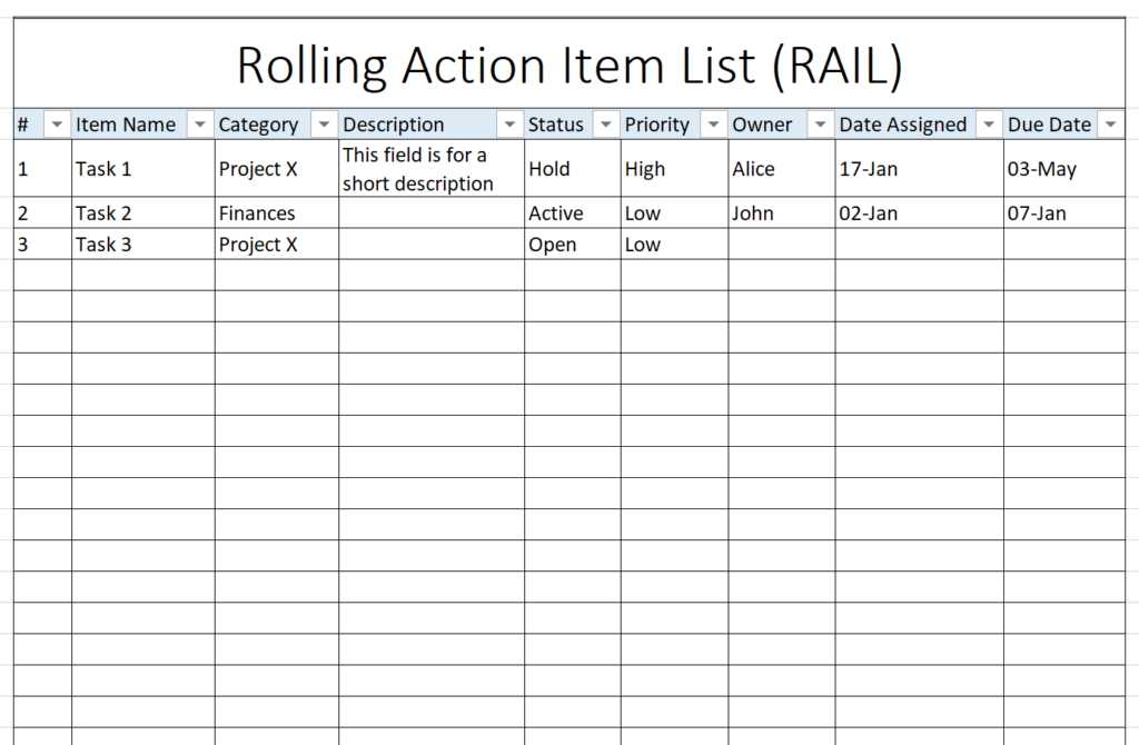 rolling calendar template