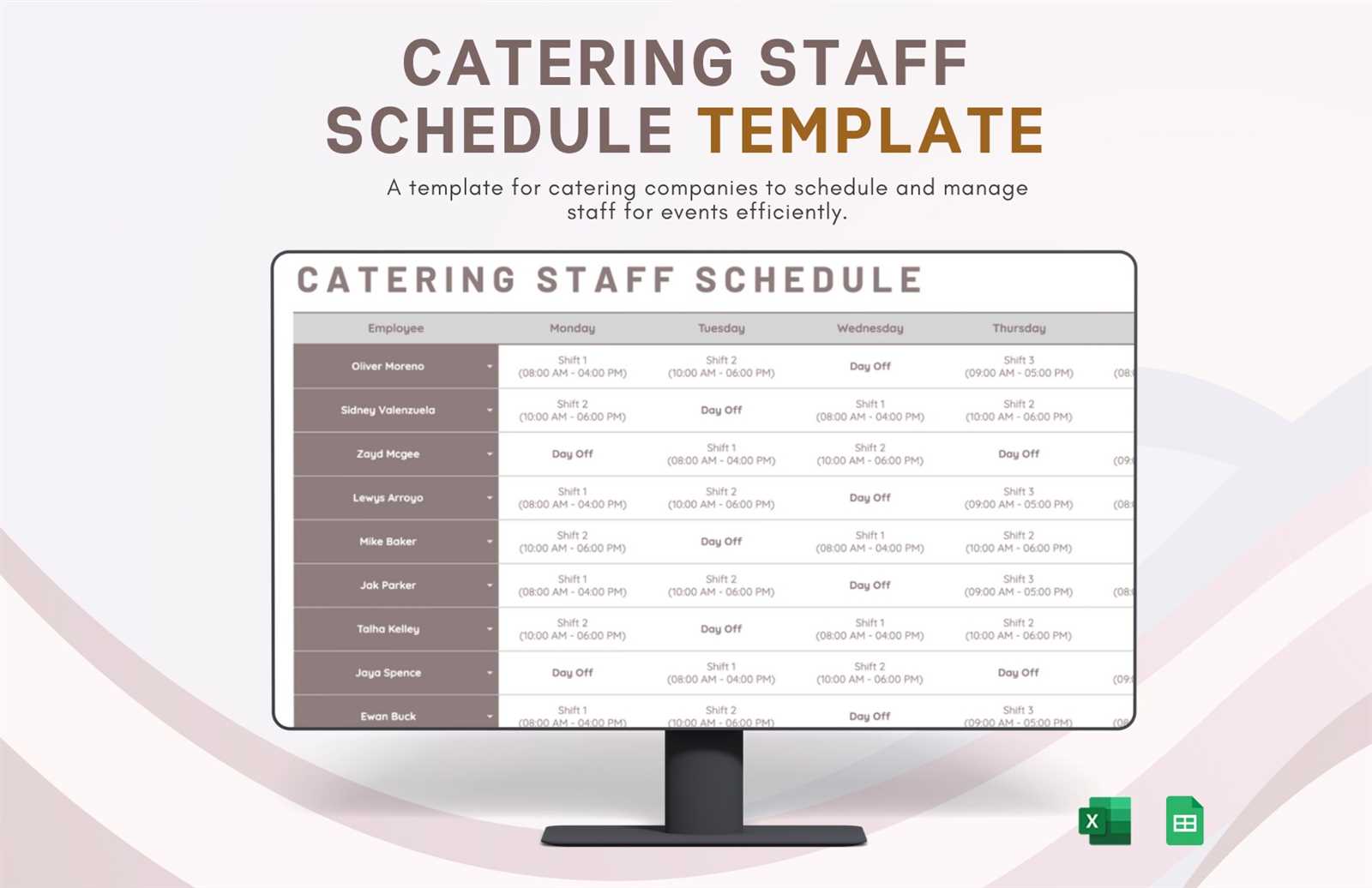 catering calendar template