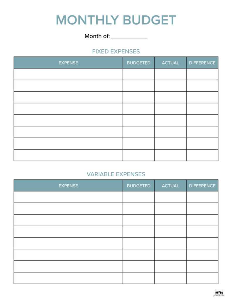 budget calendar template printable