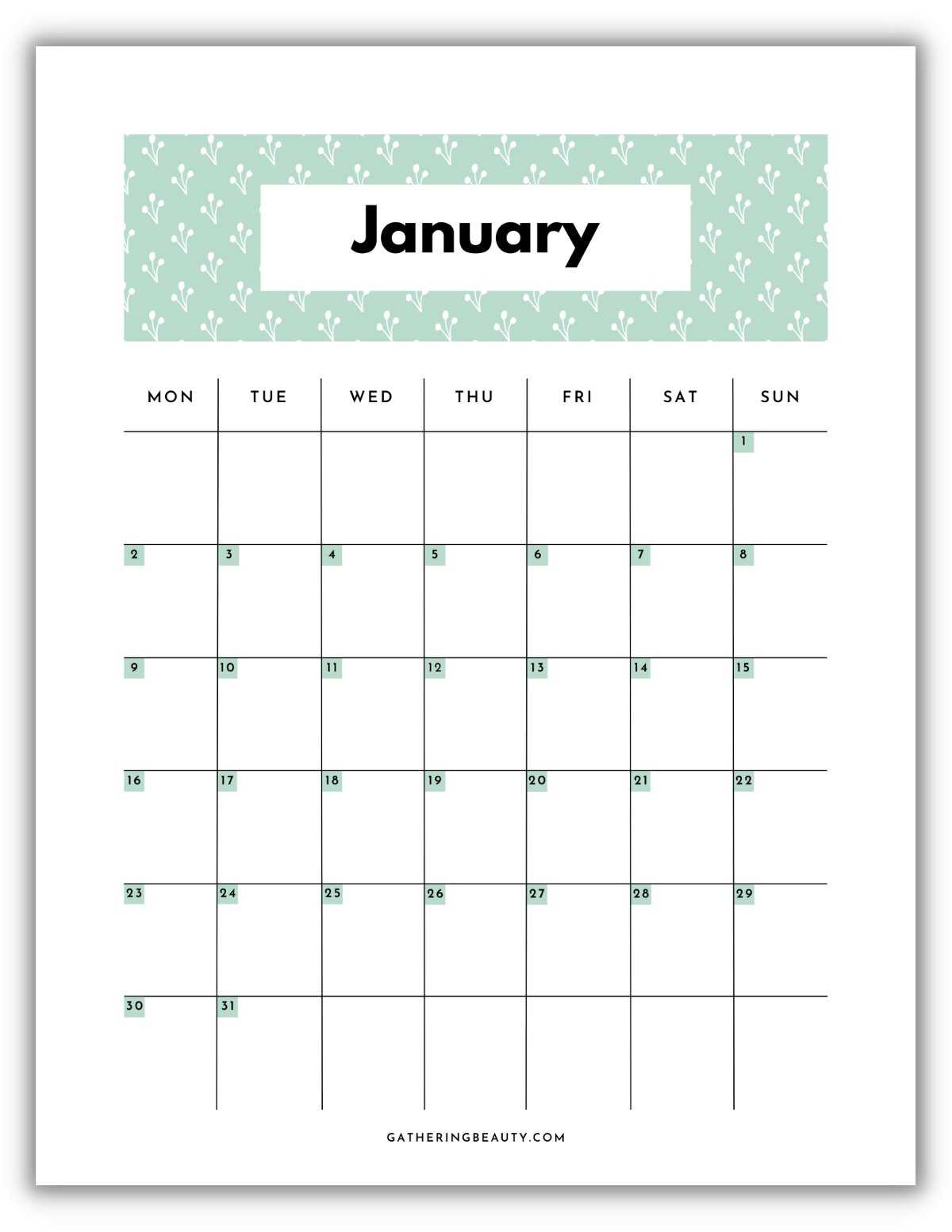 paper calendar template