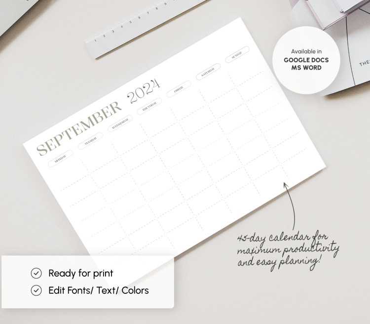 calendar template to edit