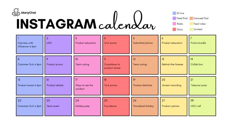 content calendar template for social media