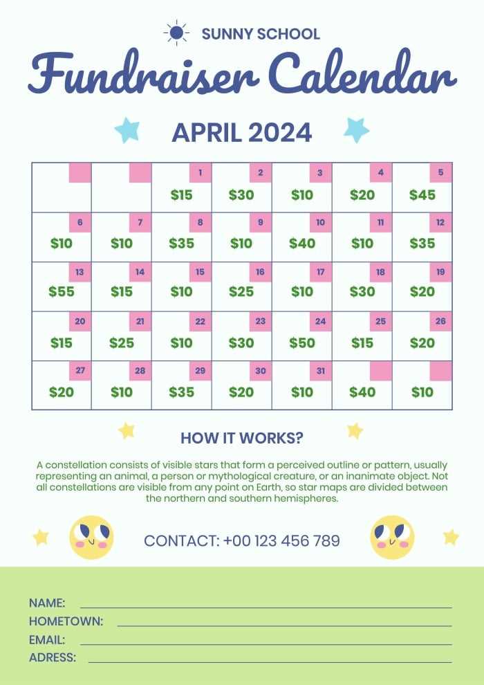 cheer calendar fundraiser template free