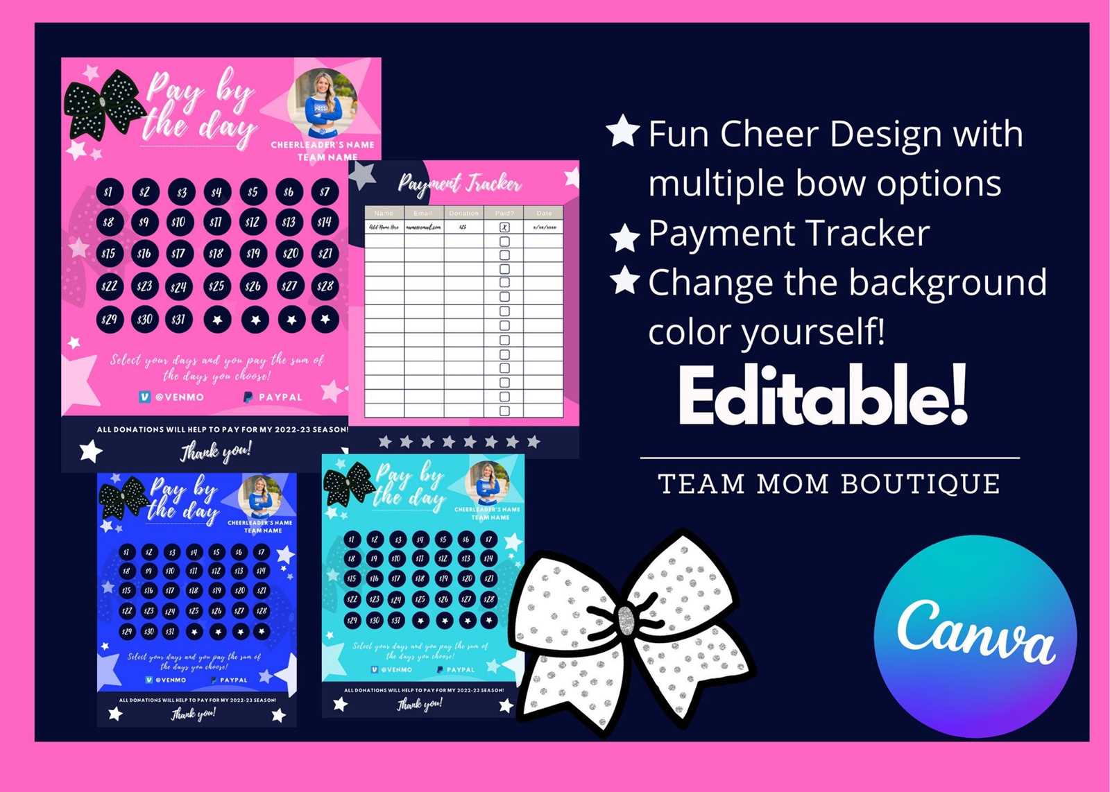 cheer calendar template