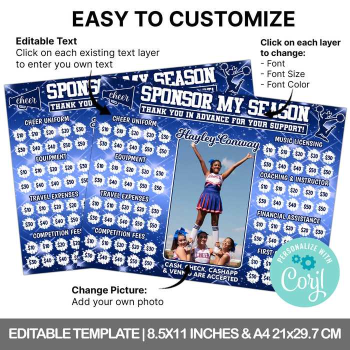 cheer fundraiser calendar template