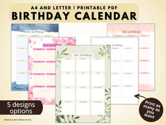 family birthday calendar template