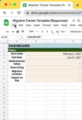 migraine calendar template