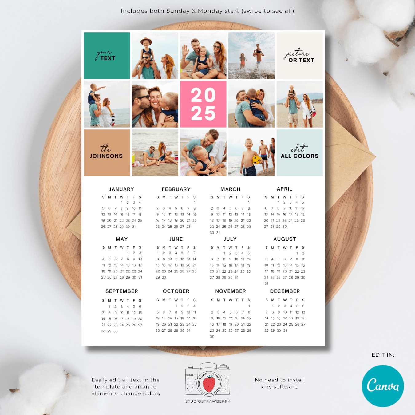 circular calendar template 2025