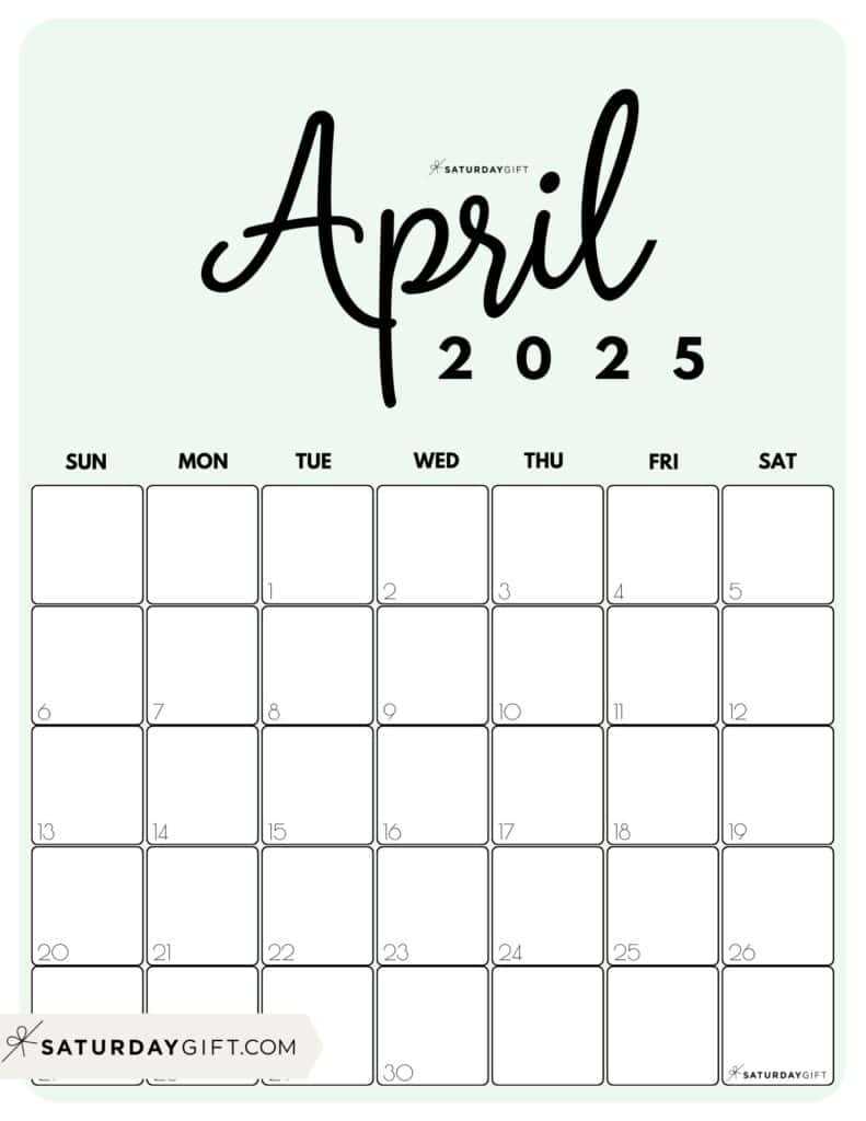 free calendar template april 2025