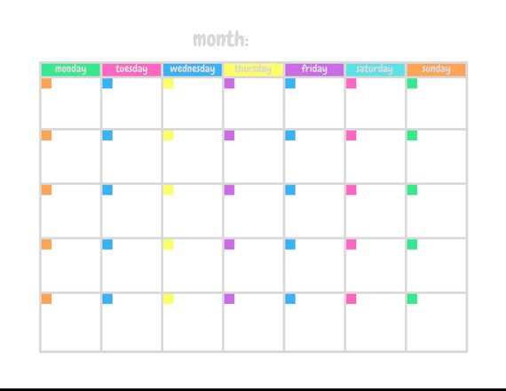 calendar template colorful