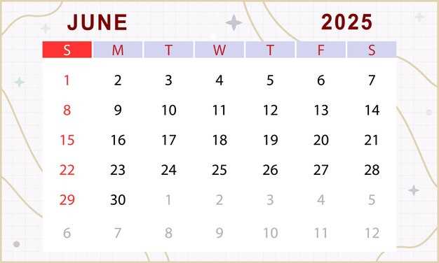 june 2025 calendar template