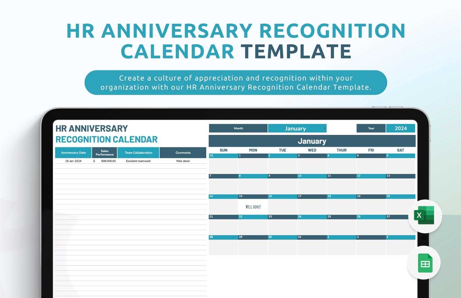 anniversary calendar template