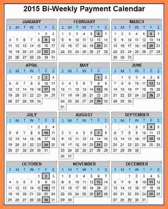 bi weekly calendar template 2025