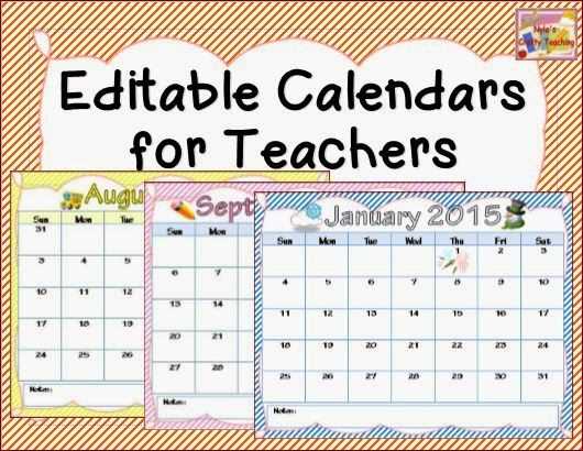 free printable teacher calendar templates