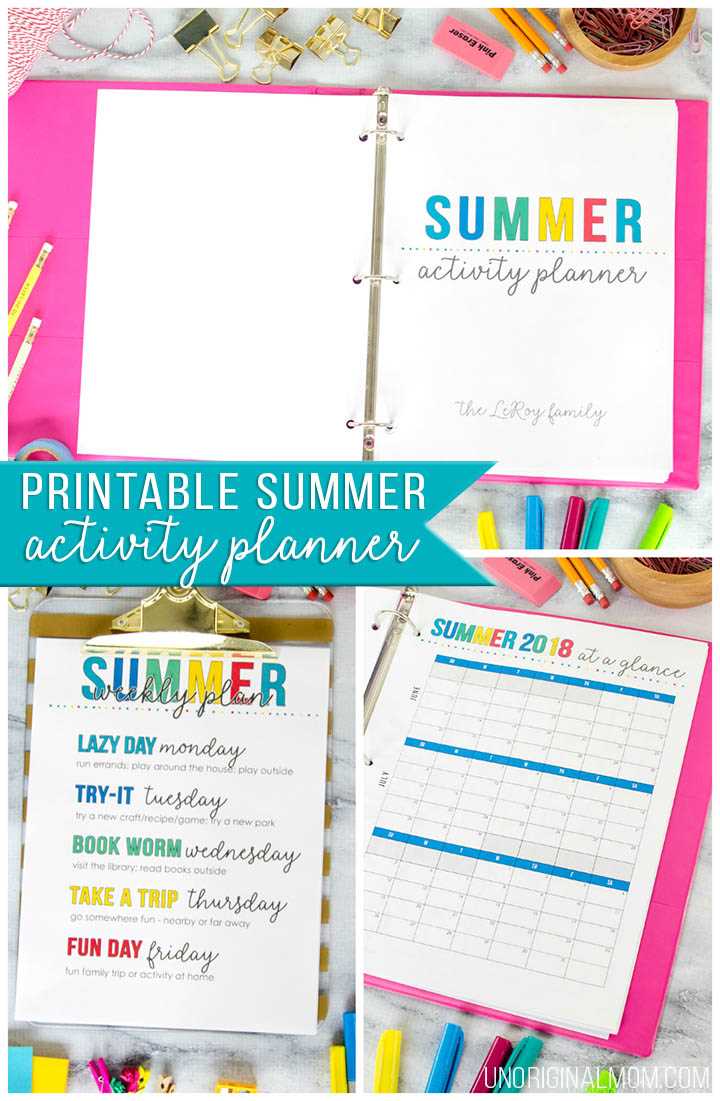 summer planning calendar template