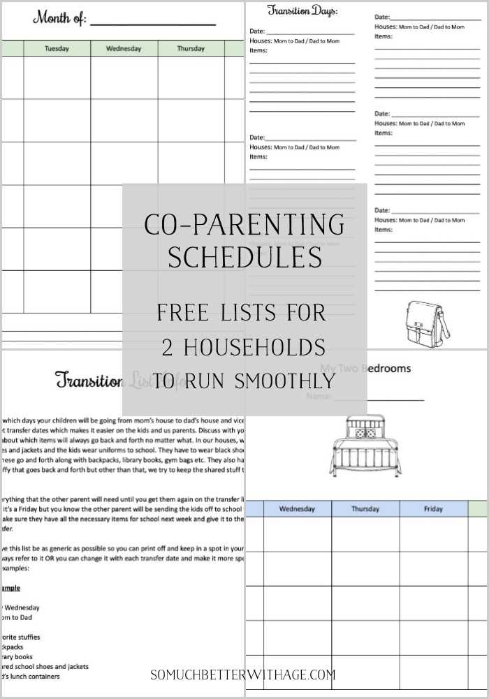 co parenting calendar template