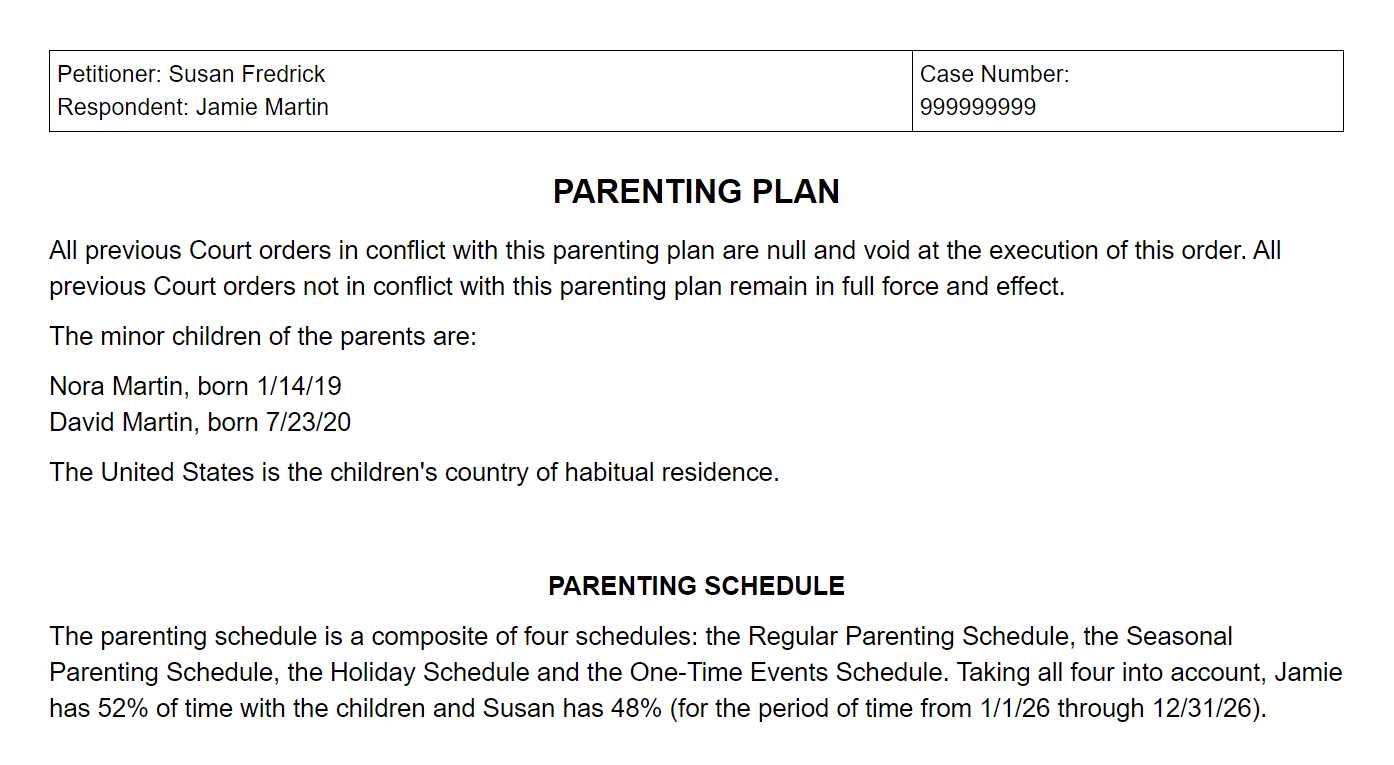 co parenting calendar template