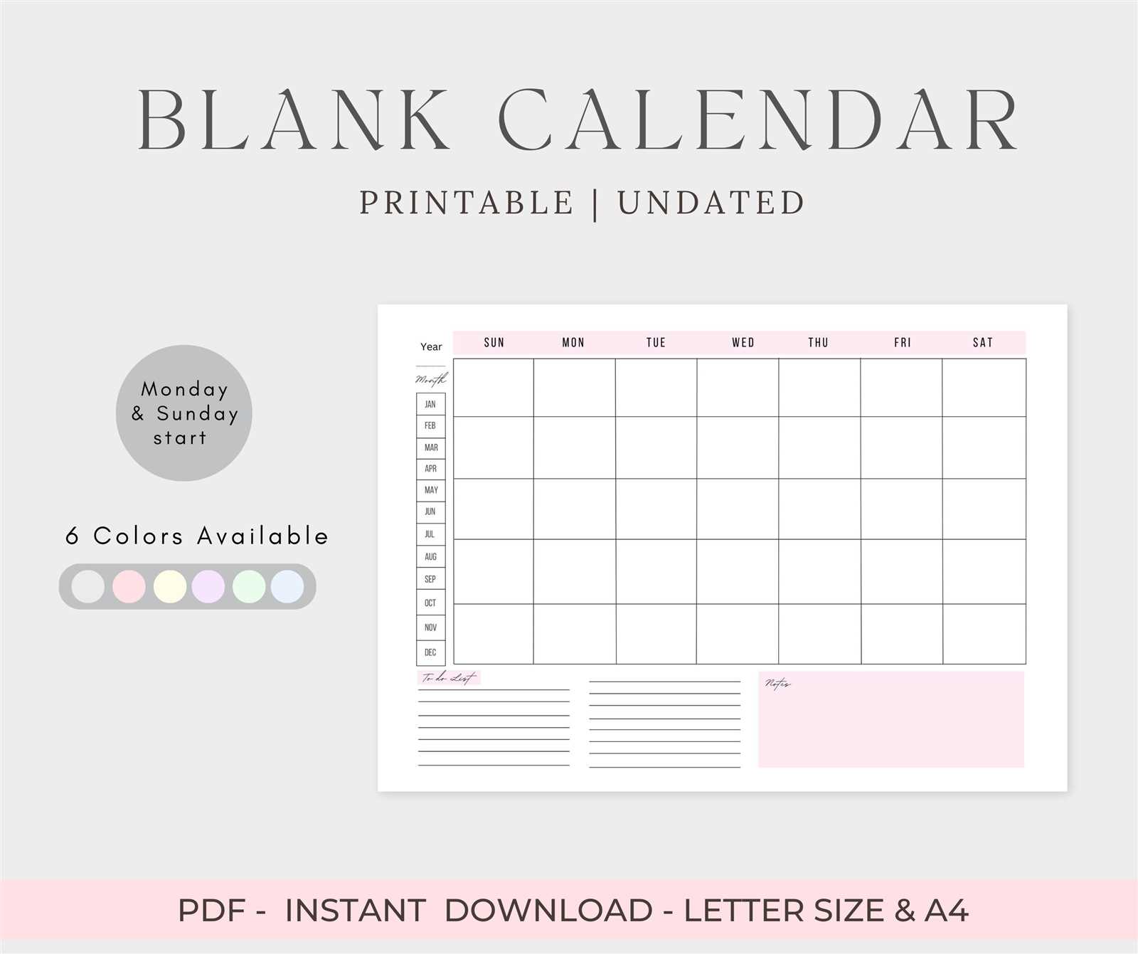 color coded calendar template