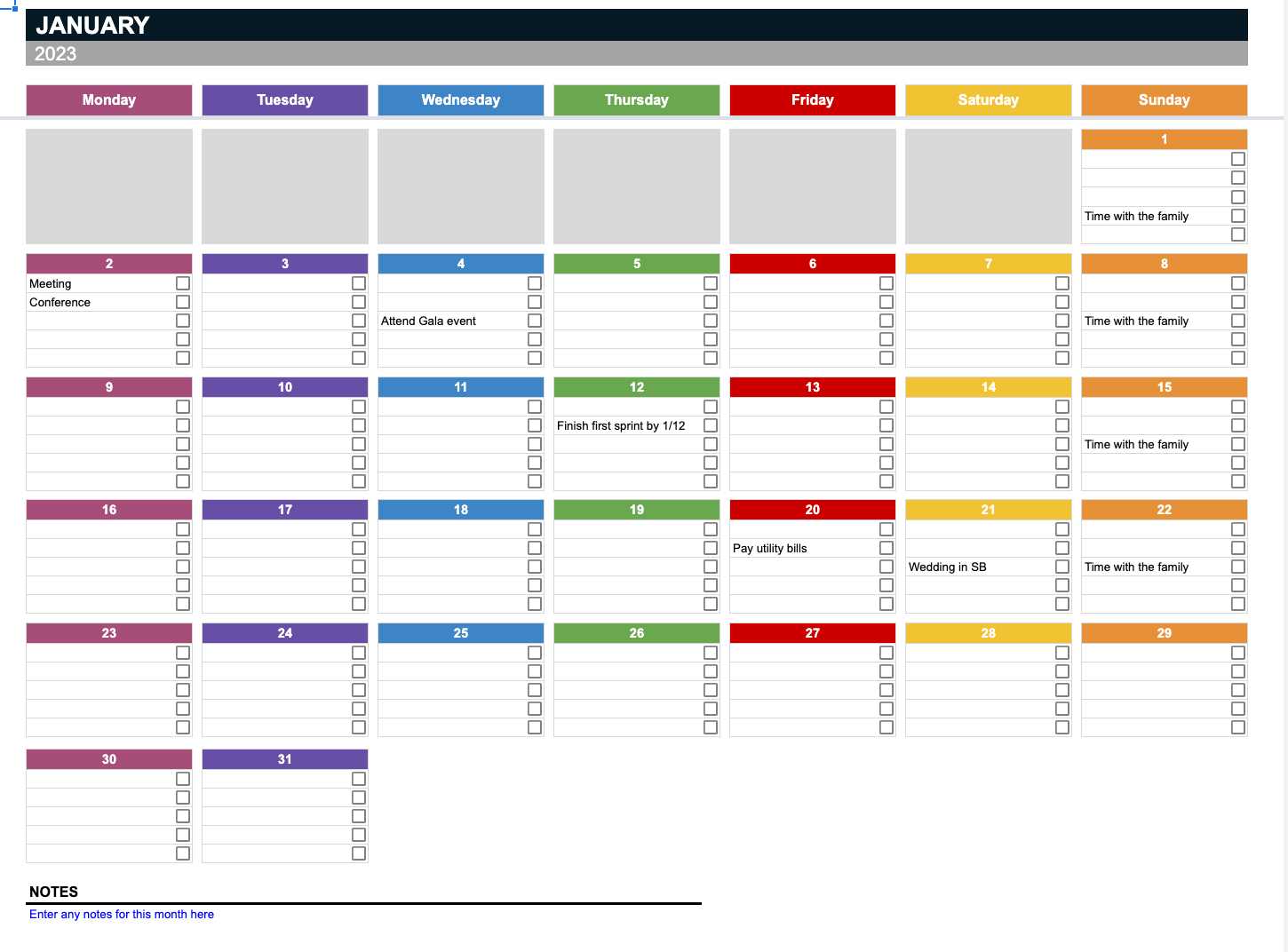 color coded calendar template