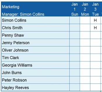 company holiday calendar template