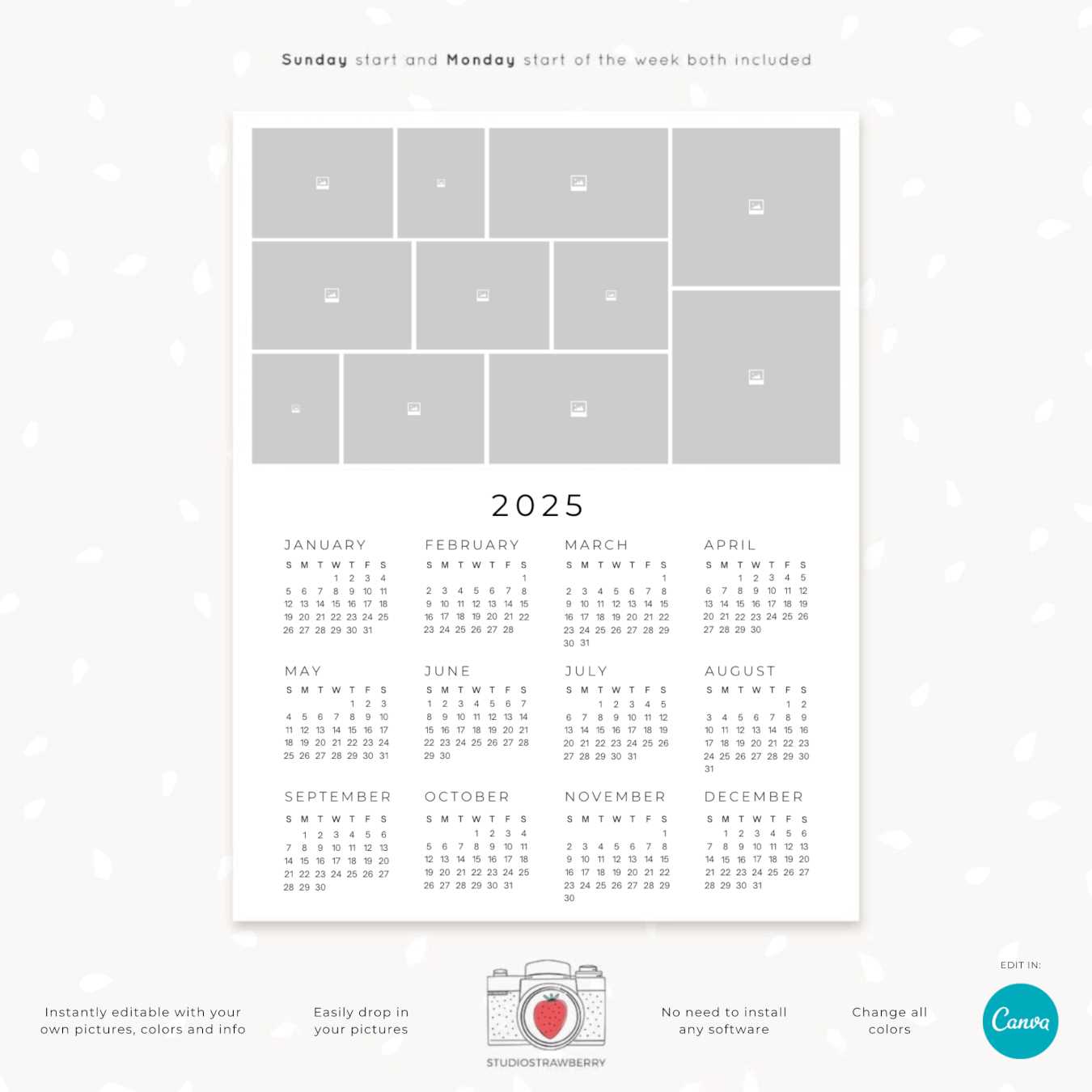 content calendar 2025 template