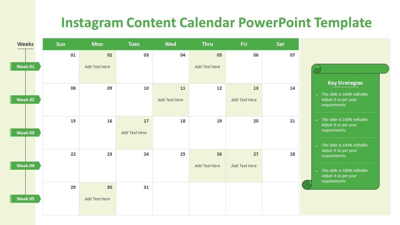 content calendar template instagram