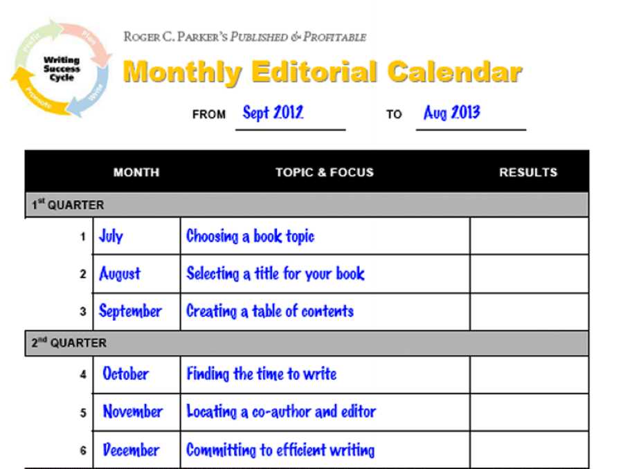 content marketing calendar template free