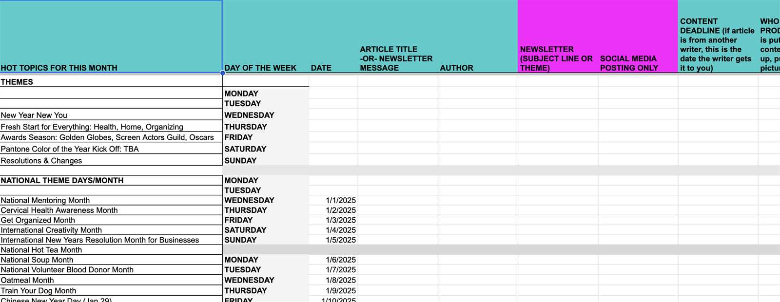 content planning calendar template