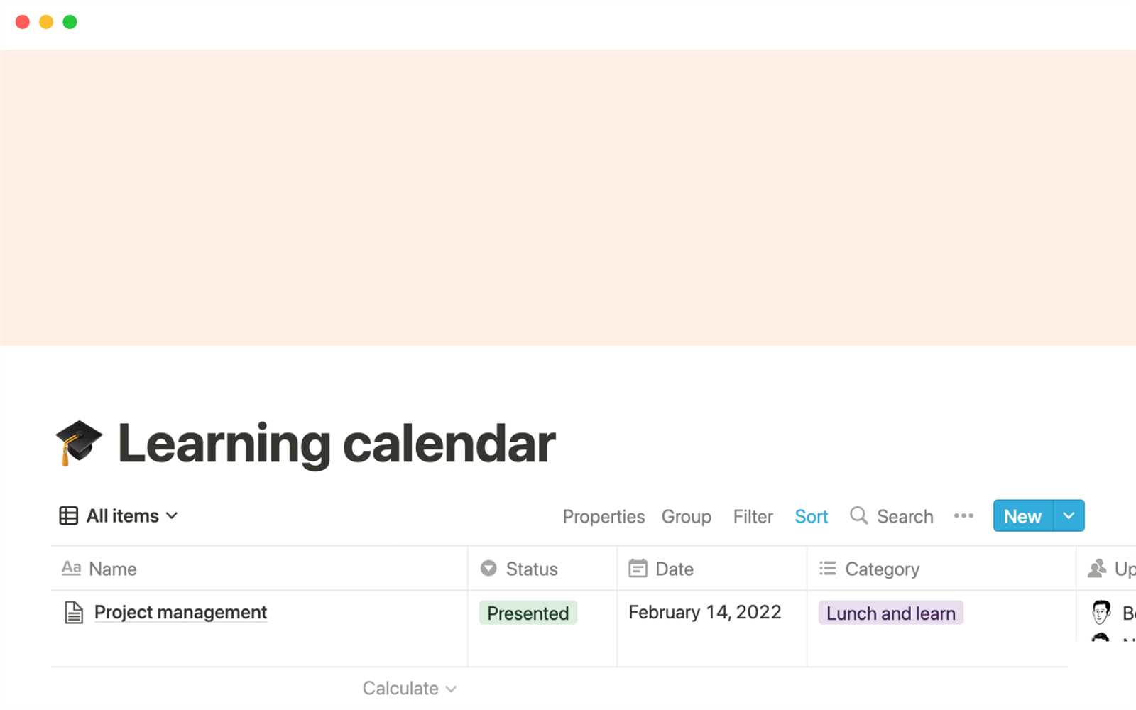 continuous calendar template