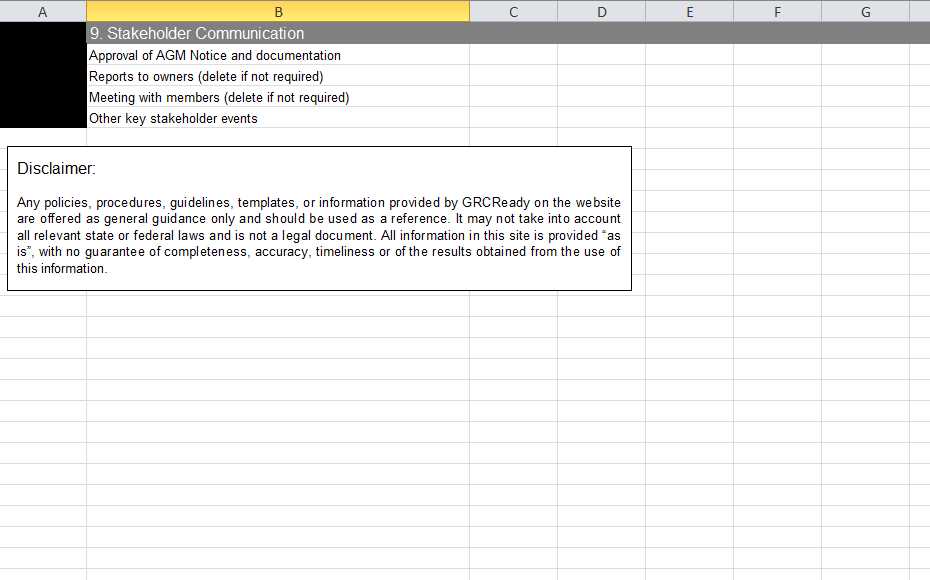 corporate governance calendar template