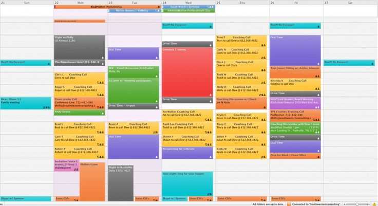 color coded calendar template