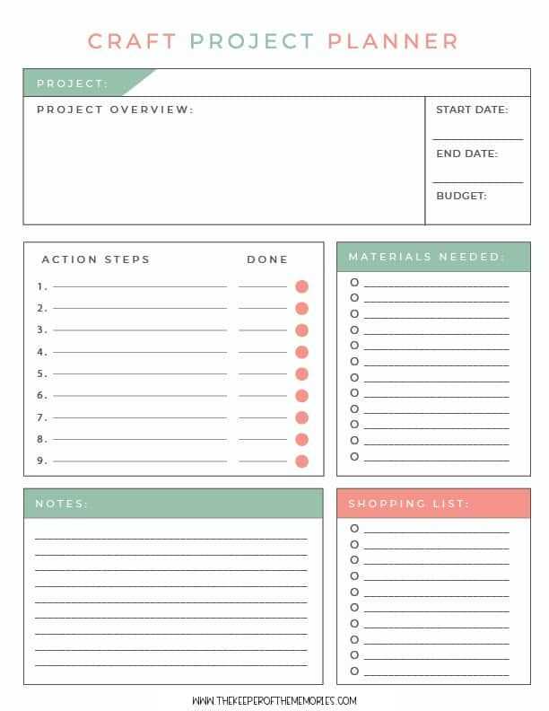 craft calendar template