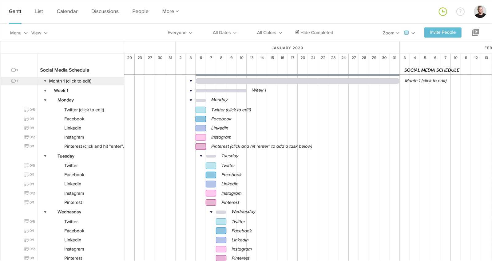 creating a social media calendar template