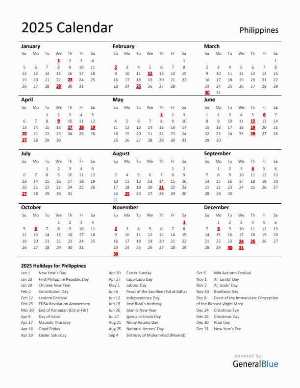 2025 calendar with holidays template