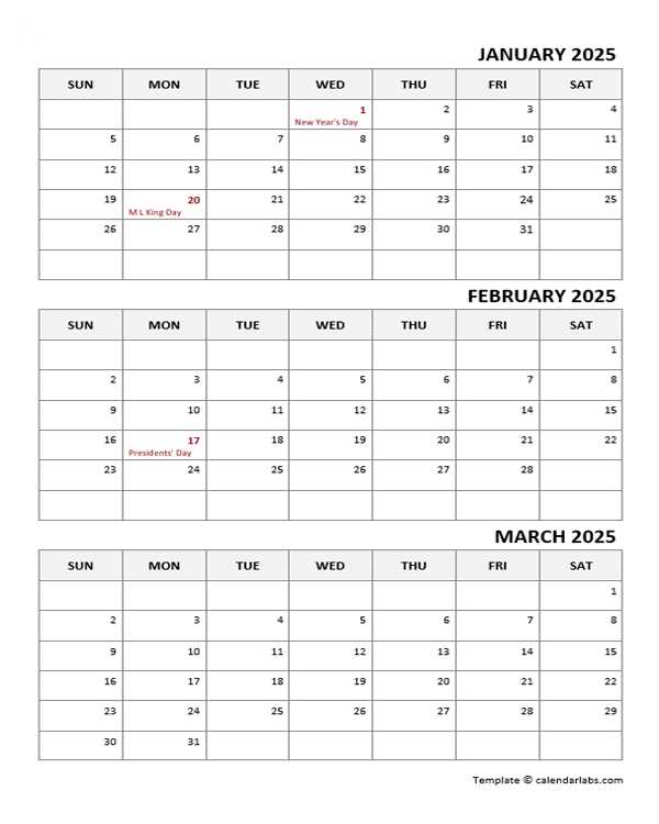 free monthly calendar templates 2025