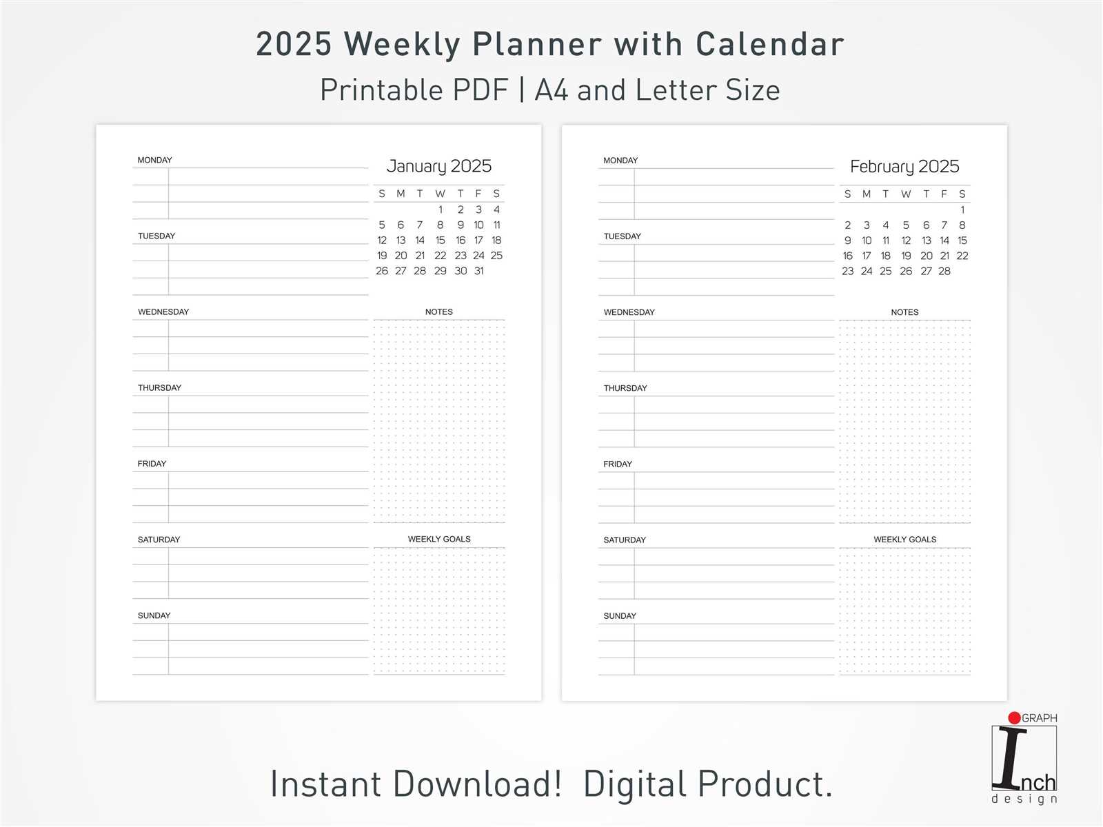 weekly calendar template 2025