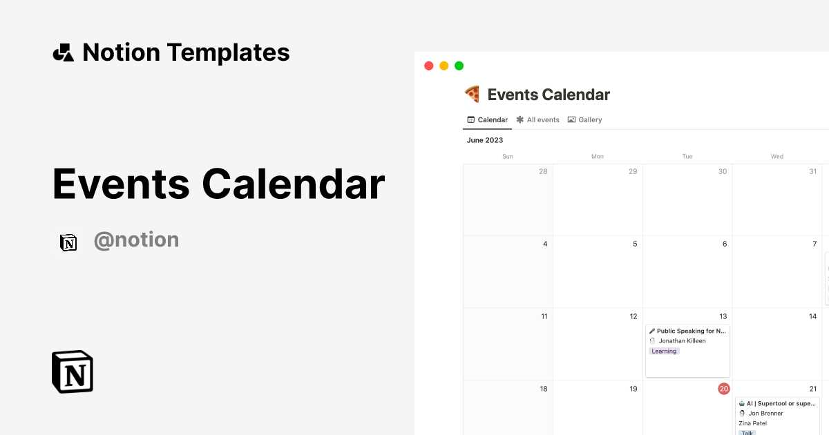 template calendar notion