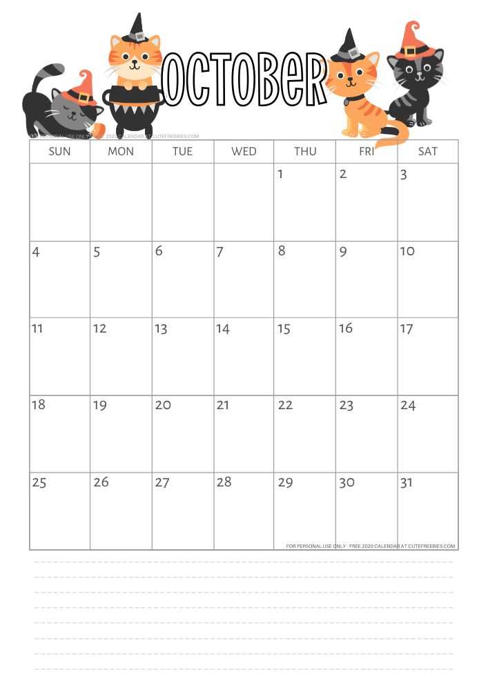 october blank calendar template