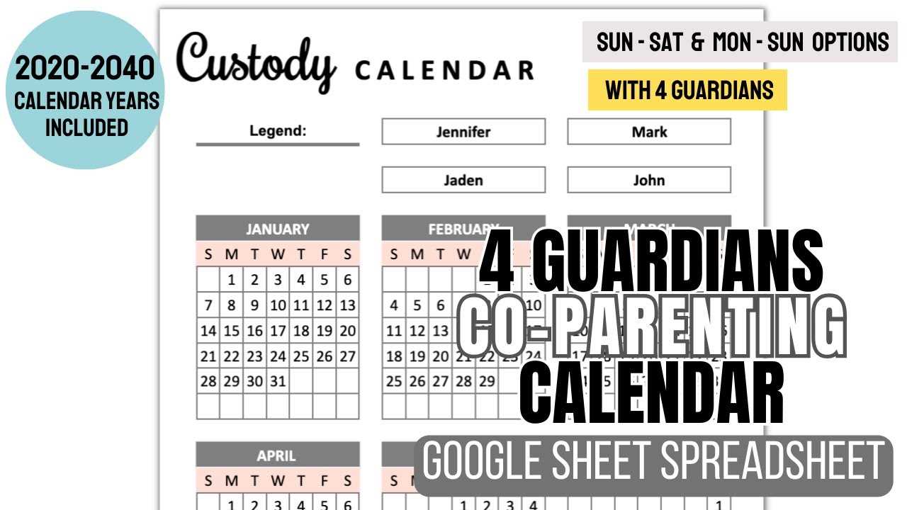 custody calendar template