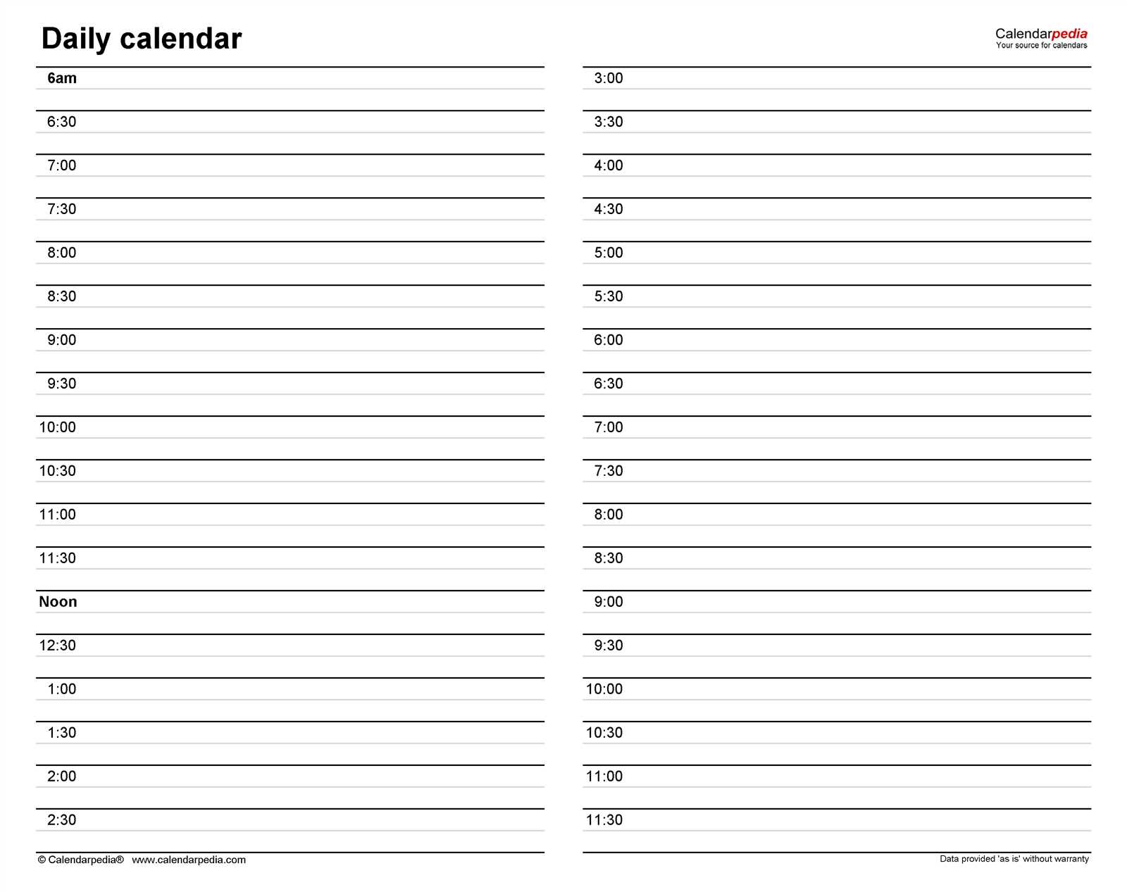 custom daily calendar template