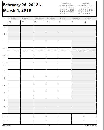 custom outlook calendar print template