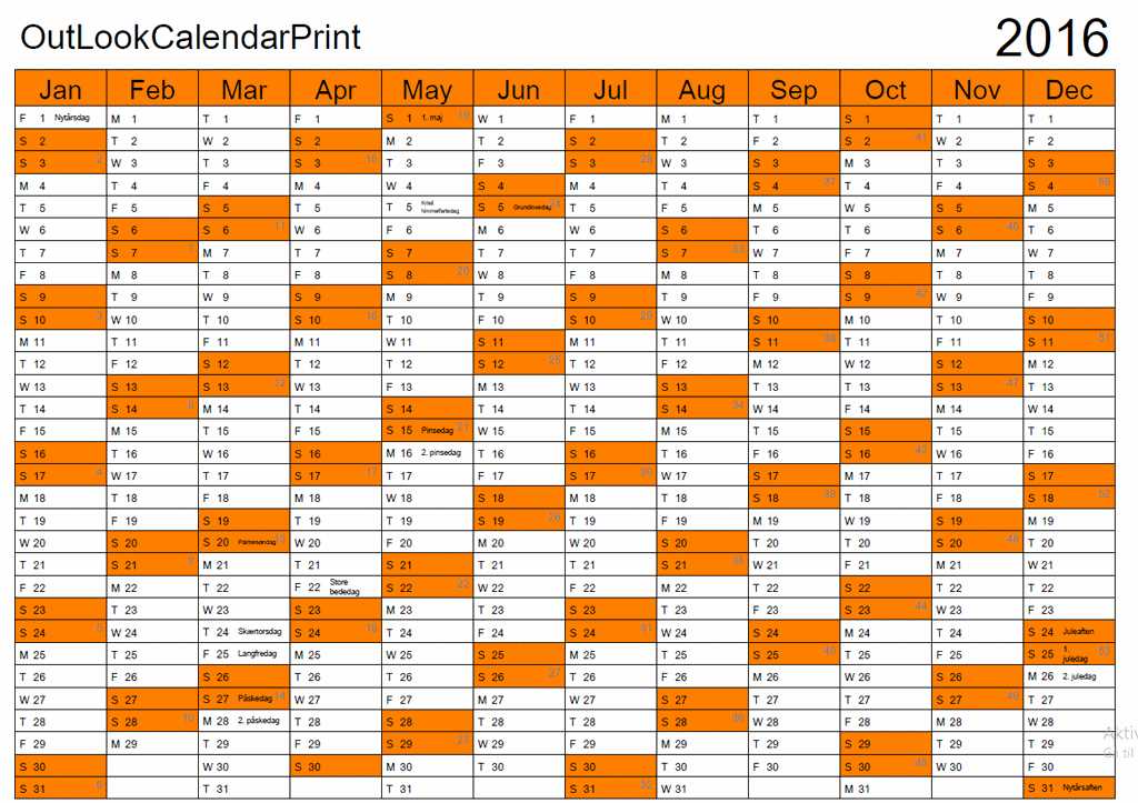 custom outlook calendar print template