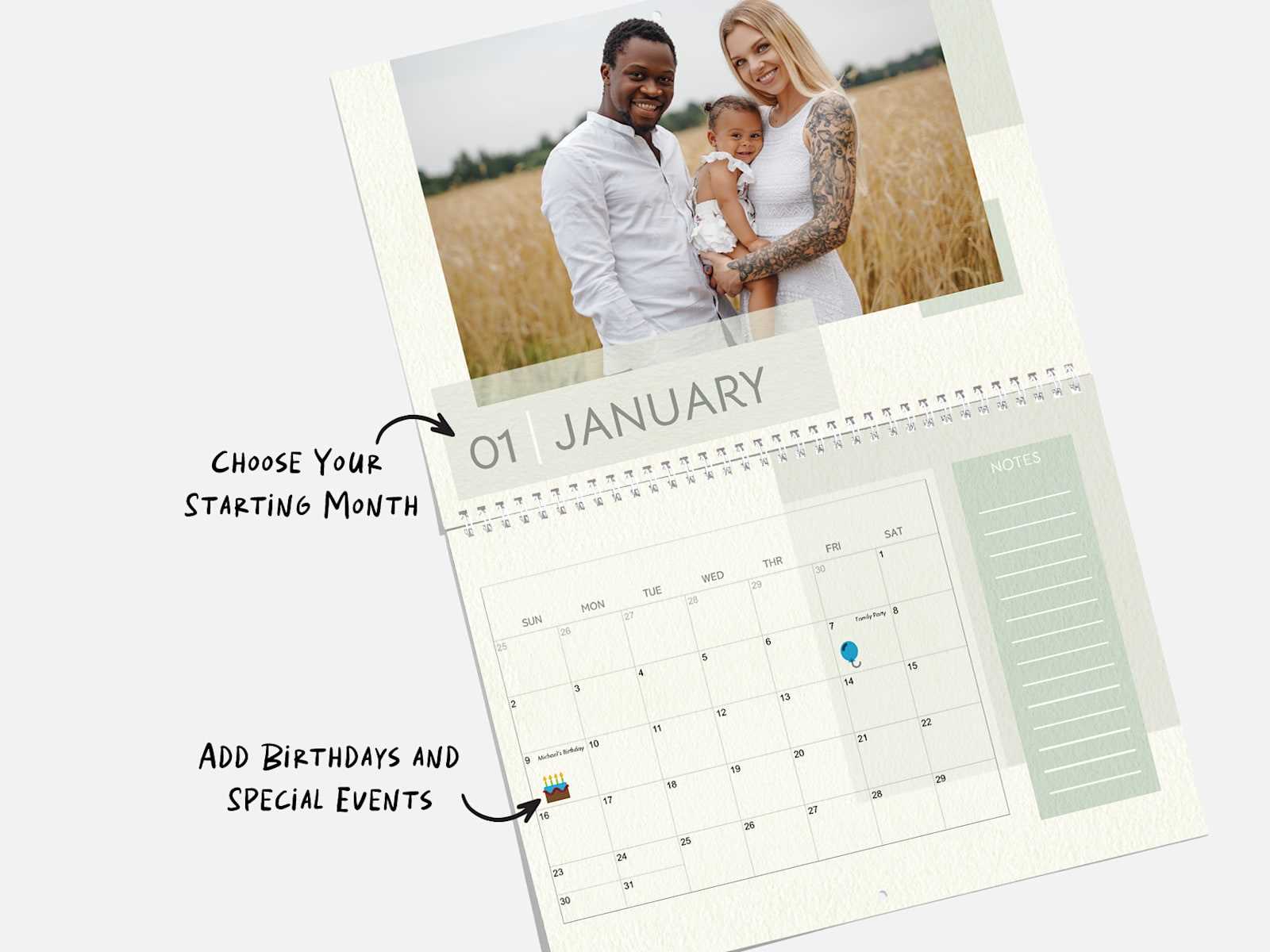 custom photo calendar template