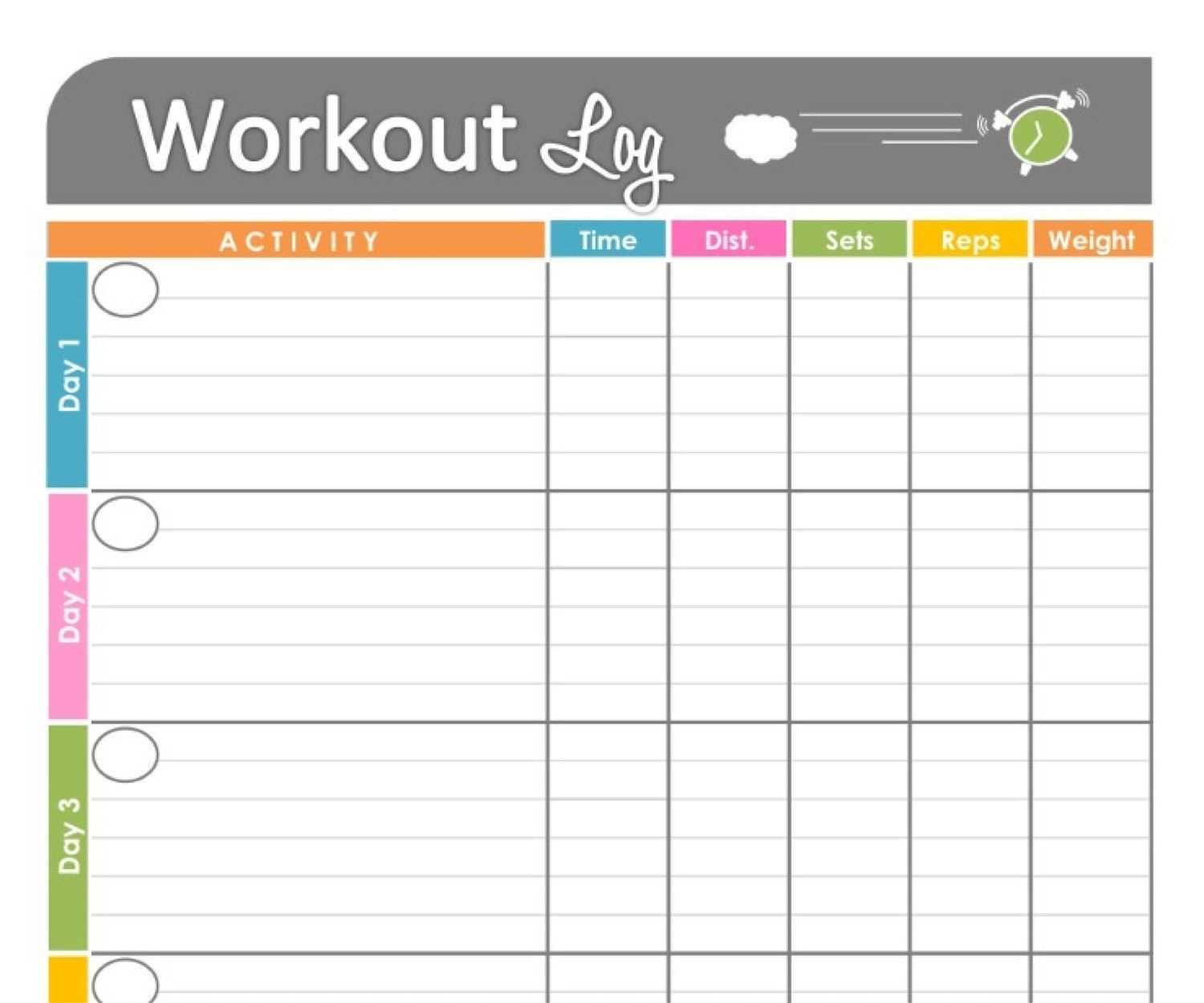 customizable workout calendar template