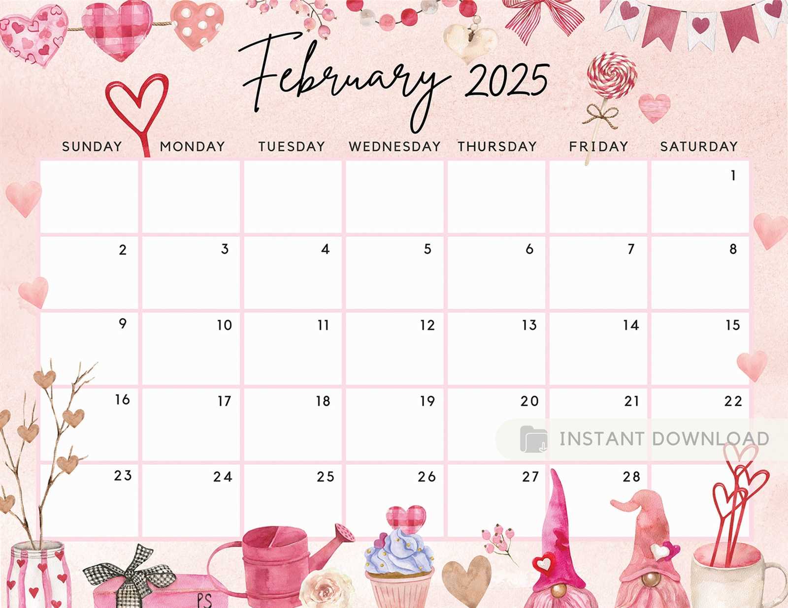 cute calendar template 2025