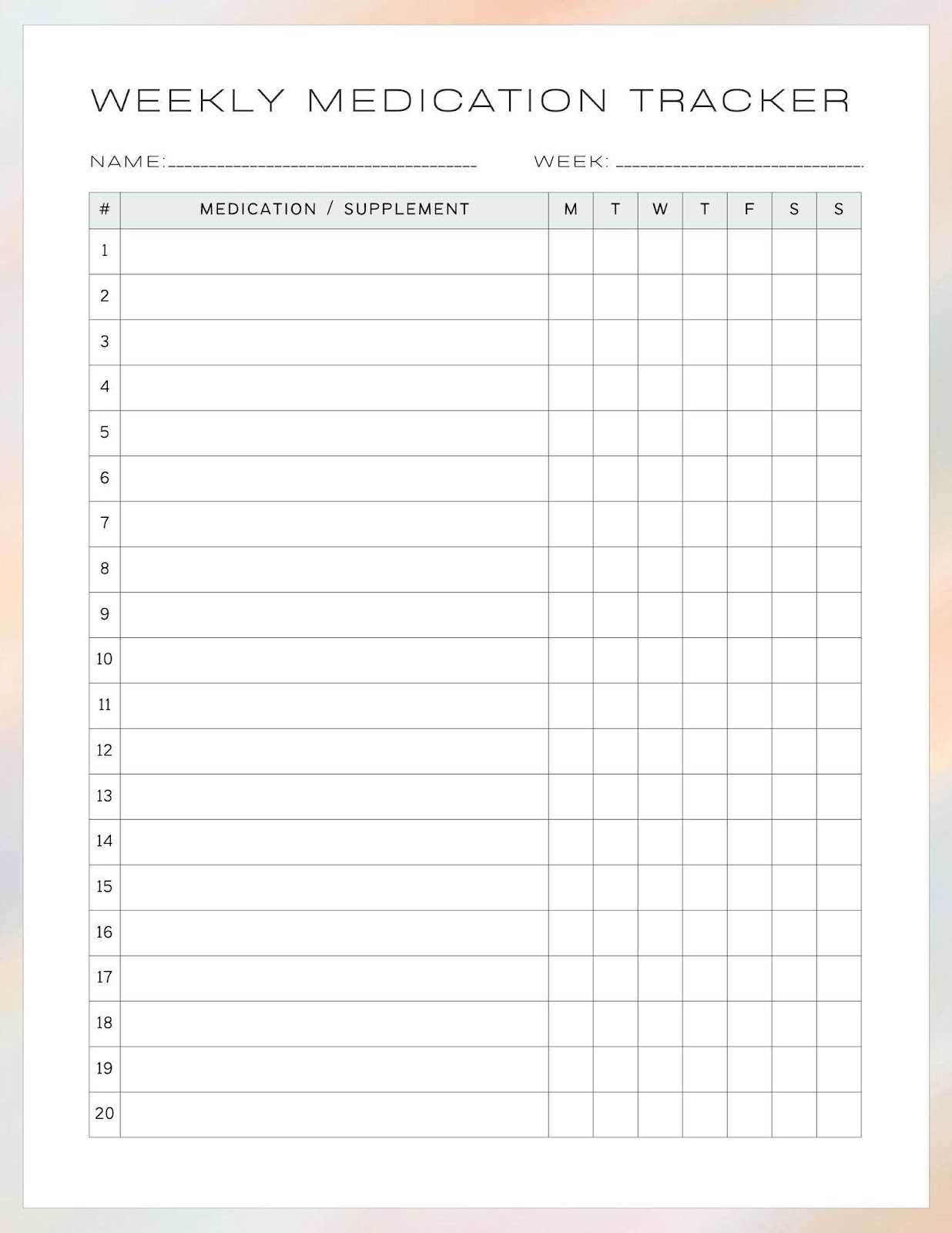 monthly medication calendar template