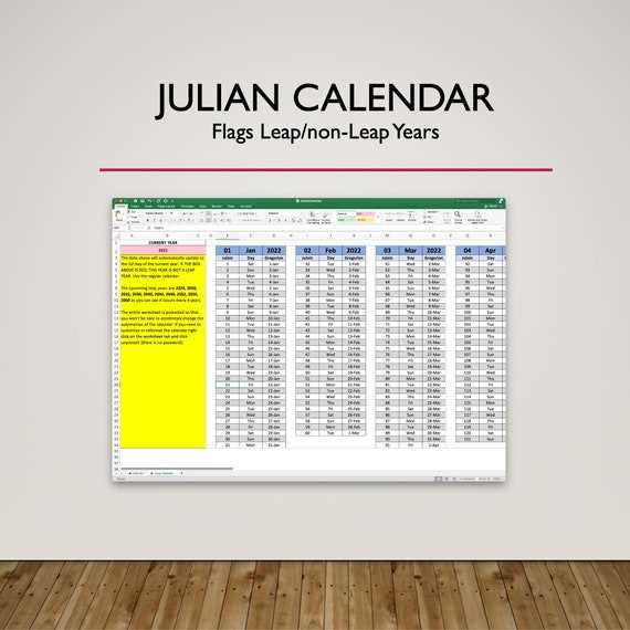 julian calendar template