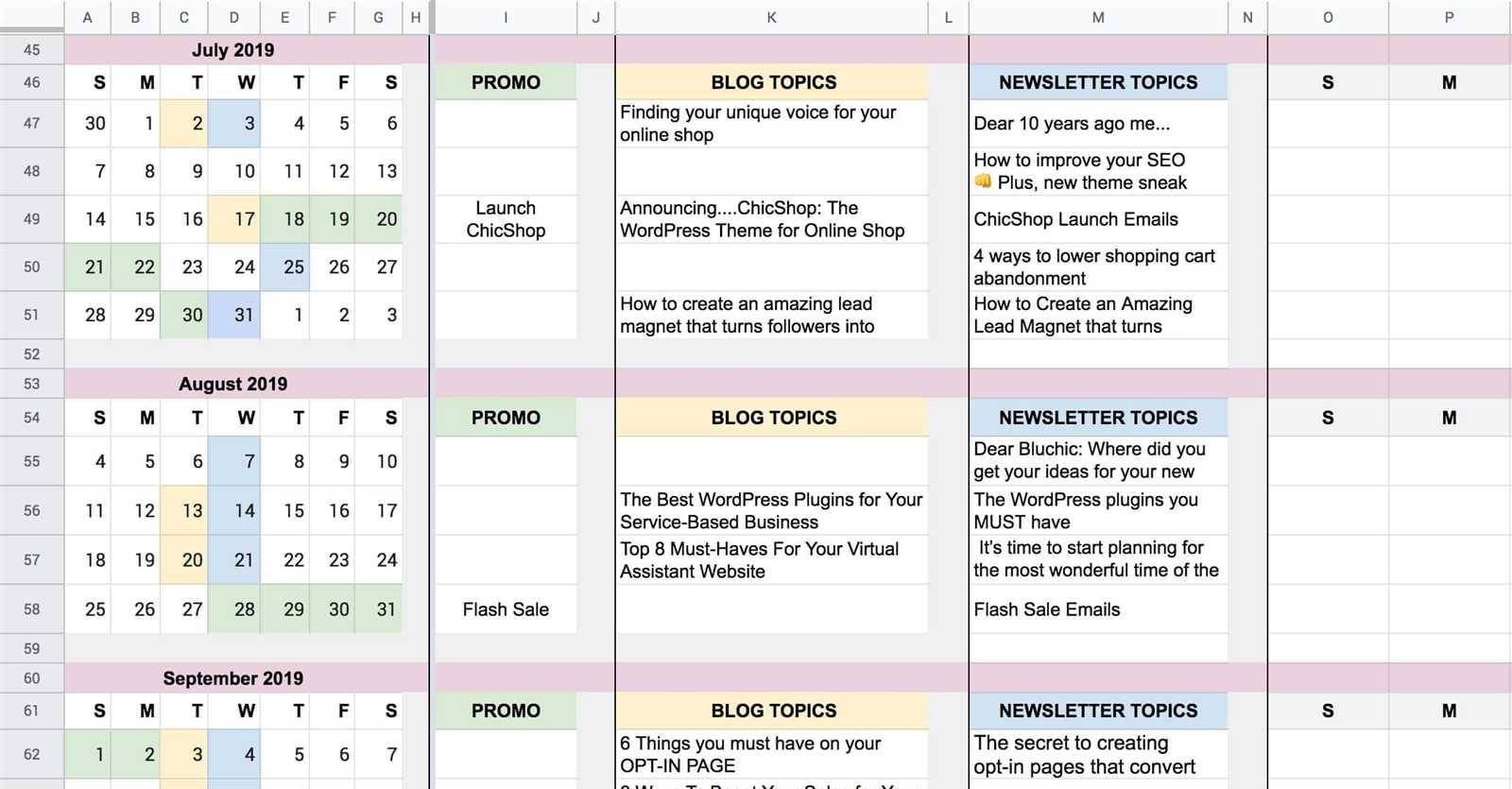 editorial calendar templates