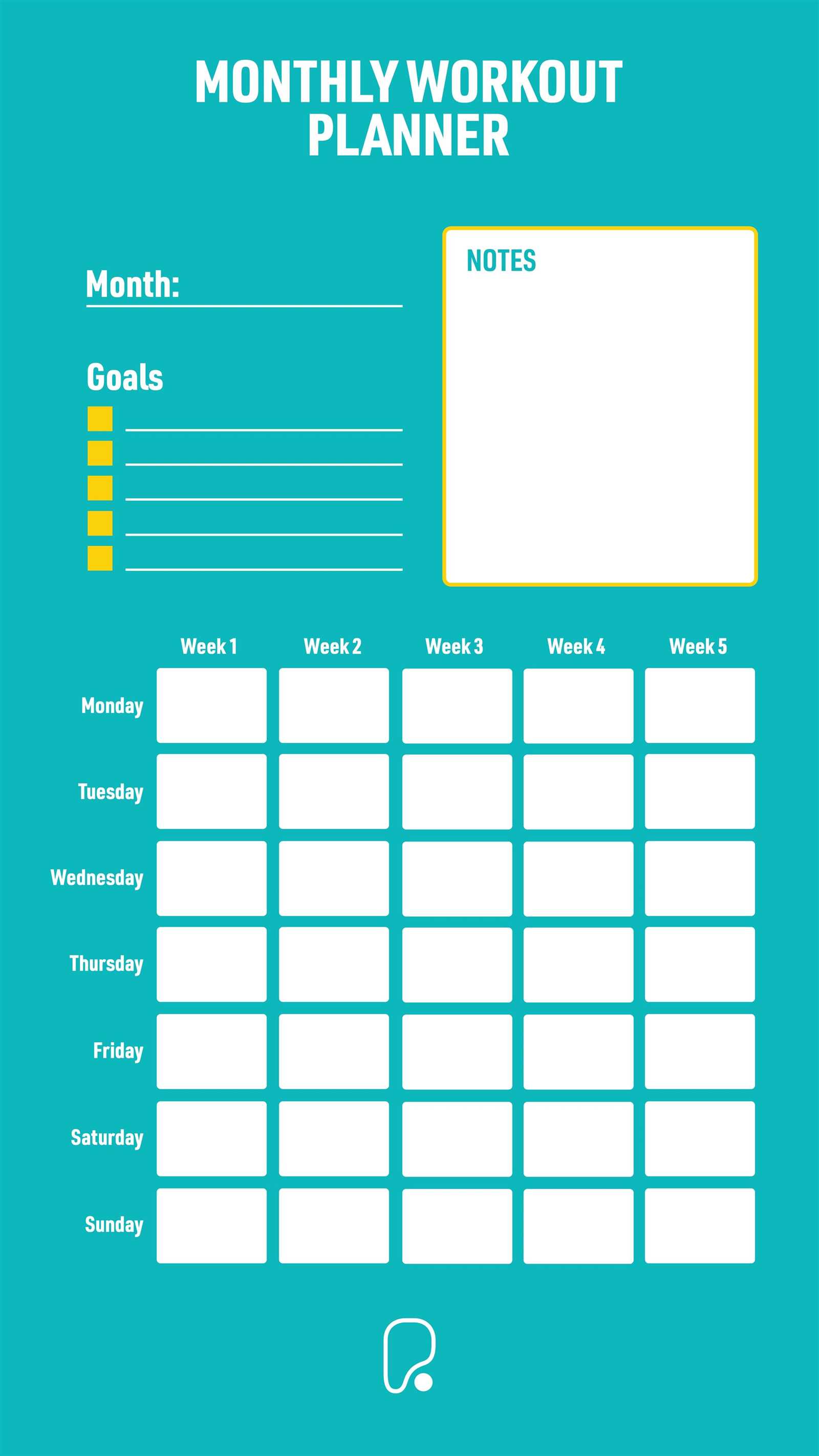 weekly exercise calendar template