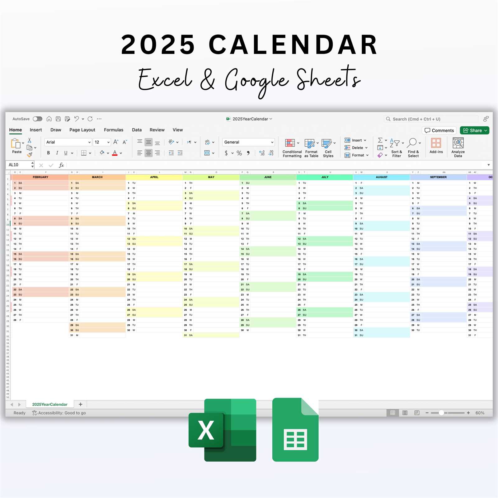 calendar year template 2025